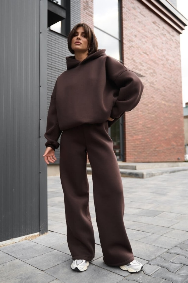 Warm women's Oversize tracksuit chocolate